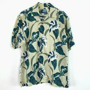 Blue Water Wear Button Front Hawaiian Shirt Medium